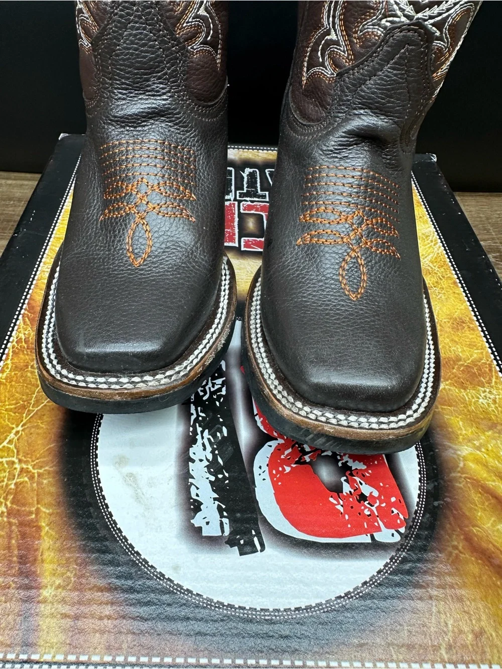 Rockin Leather Kids Brown Cowboy boots size 3 in EUC